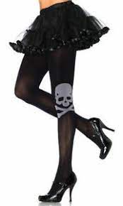 Skull and Crossbone Spandex Opaque Black Tights