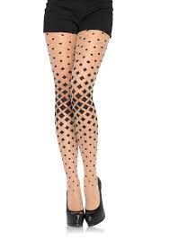 Spandex Sheer Woven Diamond Illusion Tights