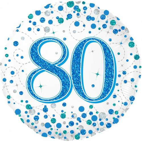 Sparkling Fizz Blue 80th Birthday 18 Inch Foil Balloon