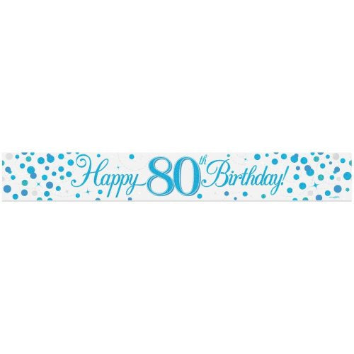 Sparkling Fizz Blue 80th Birthday Banner