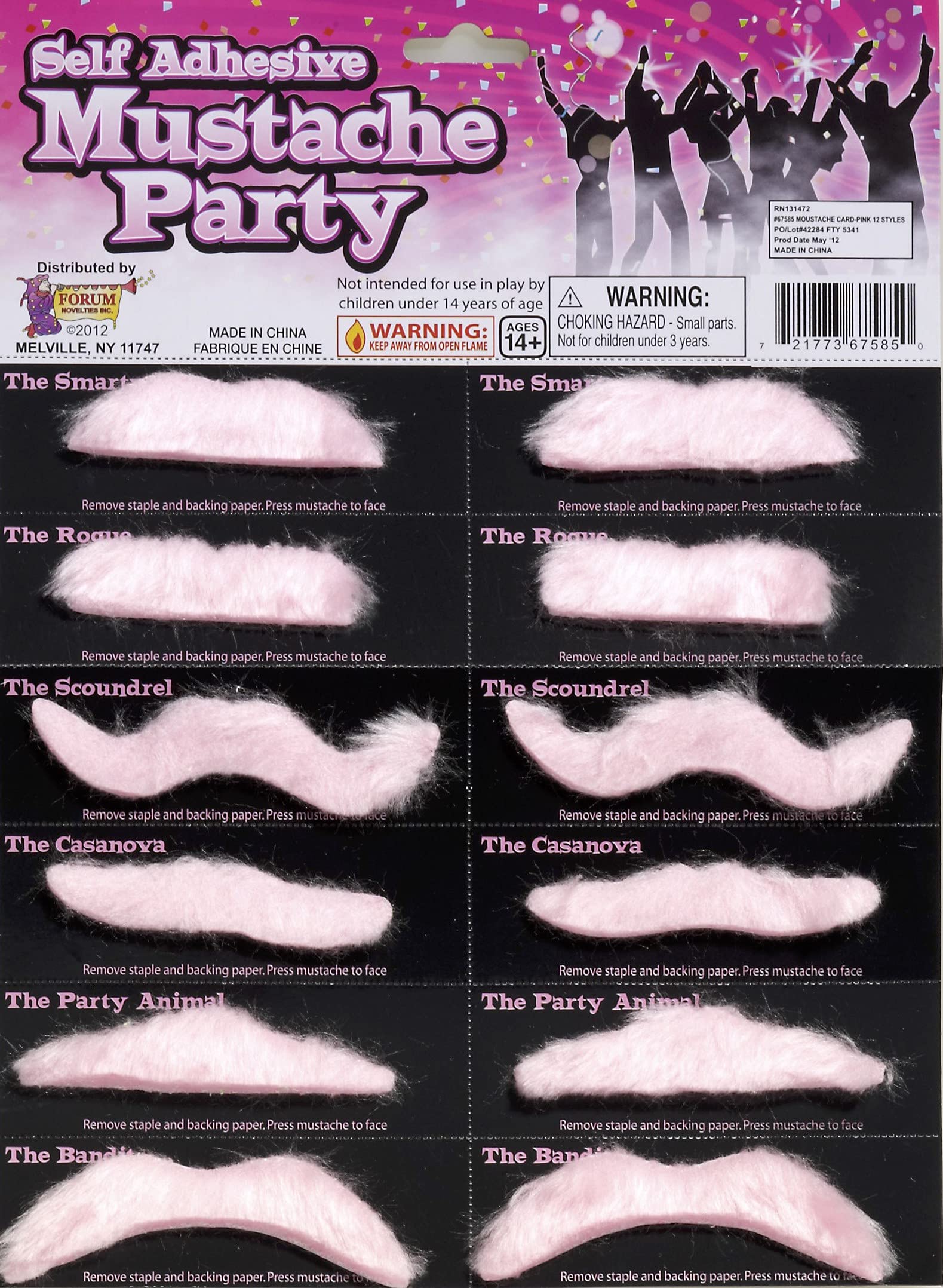Pink Moustache Party Pack 10