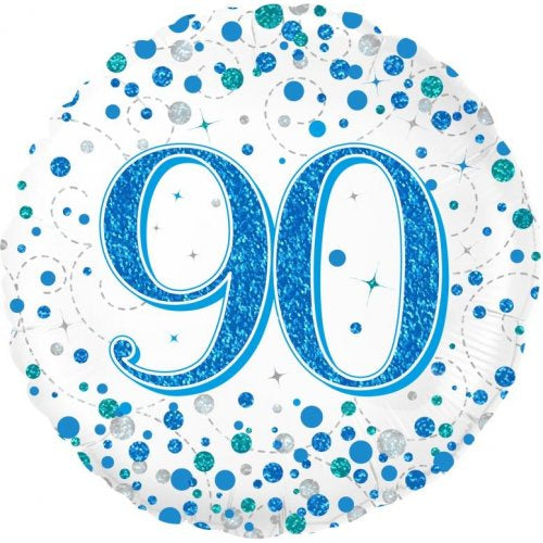 Sparkling Fizz Blue 90th Birthday 18 Inch Foil Balloon