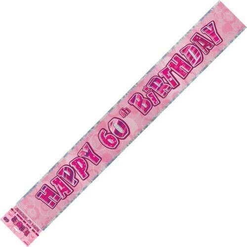 Glitz Pink Happy 60th Birthday Banner