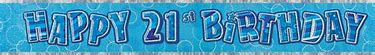 Glitz Blue Happy 21st Birthday Banner