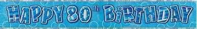 Glitz Blue Happy 80th Birthday Banner