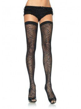 Spiderweb Lace Stockings with Elastic Top