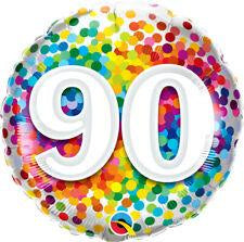 90th Rainbow Confetti 18 Inch Foil Balloon