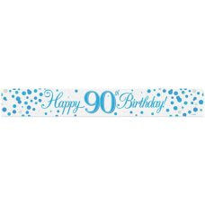 Sparkling Fizz Blue 90th Birthday Banner