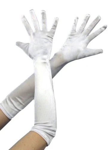 White Long Satin Gloves