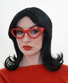 Linda Burger Wife Black Flick Bob with Glasses Set