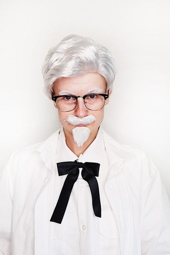 Colonel Sanders KFC Grey Wig & Goatee Set with Glasses and Tie