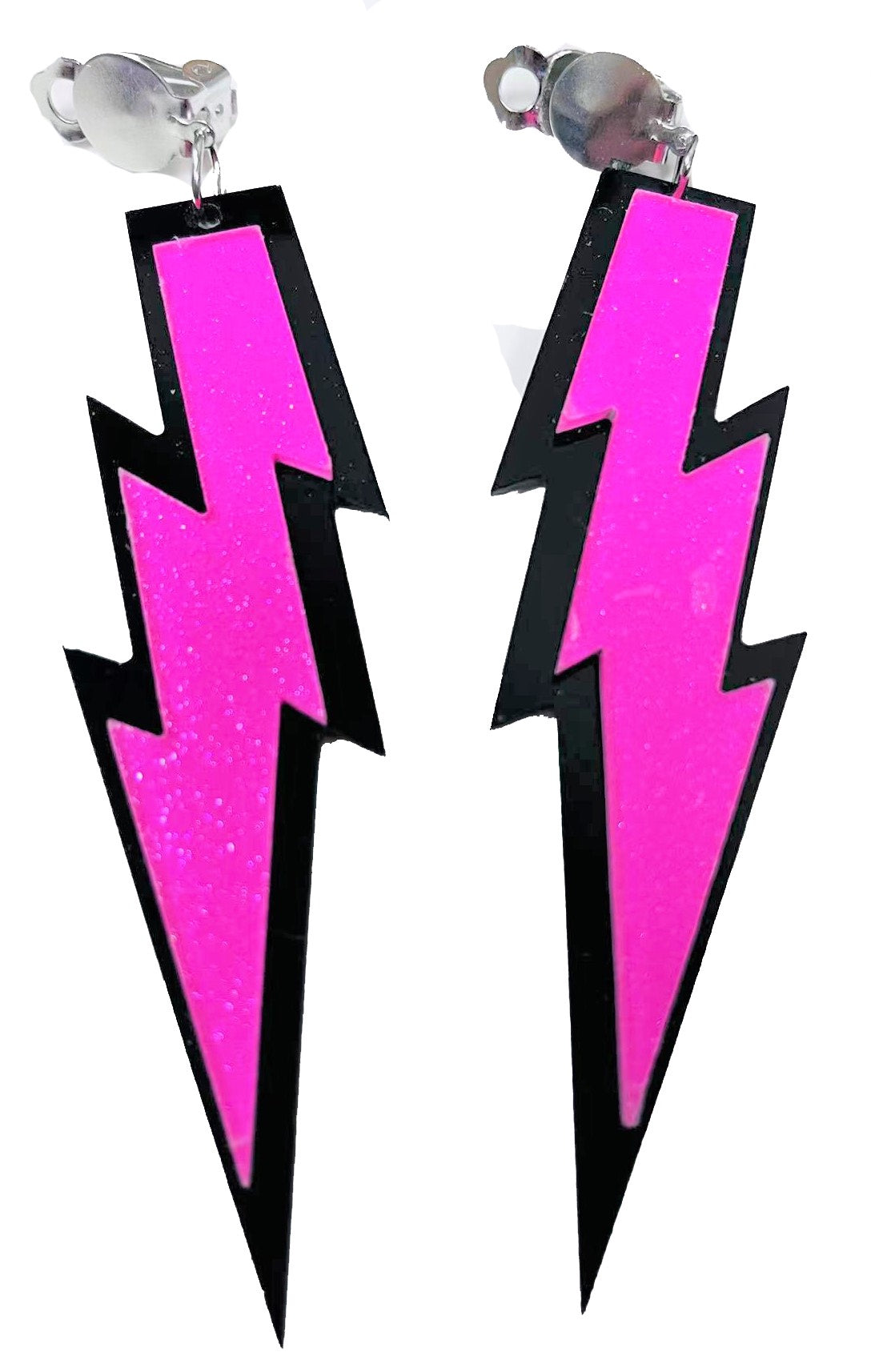 Neon Pink Lightning Bolt Earrings