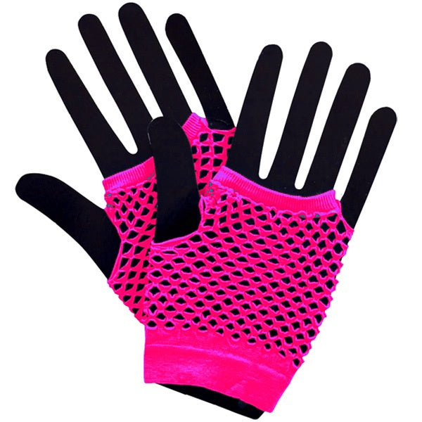 Fishnet Gloves Neon Pink