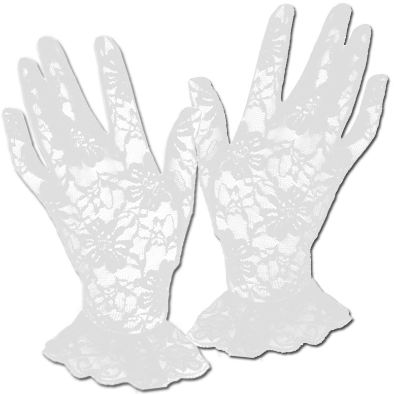 White Short Lace Gloves