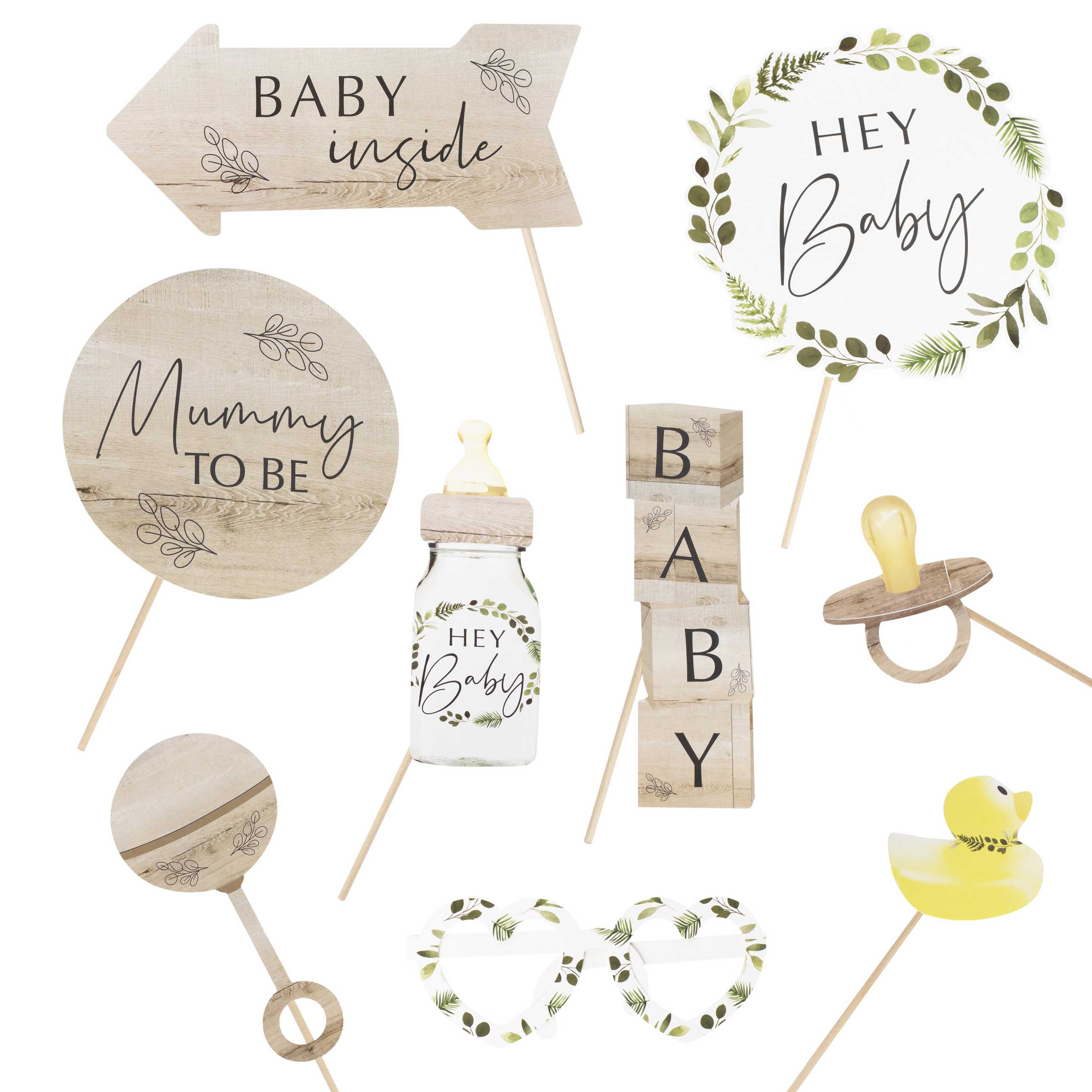 Ginger Ray Botanical Baby Shower Photo Booth Props 10 Pack