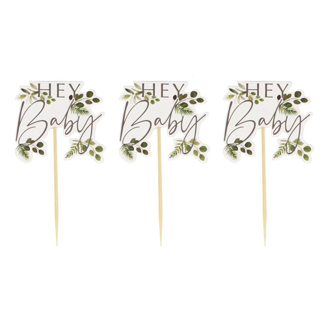 Ginger Ray Hey Baby Botanical Cupcake Toppers Pack of 12
