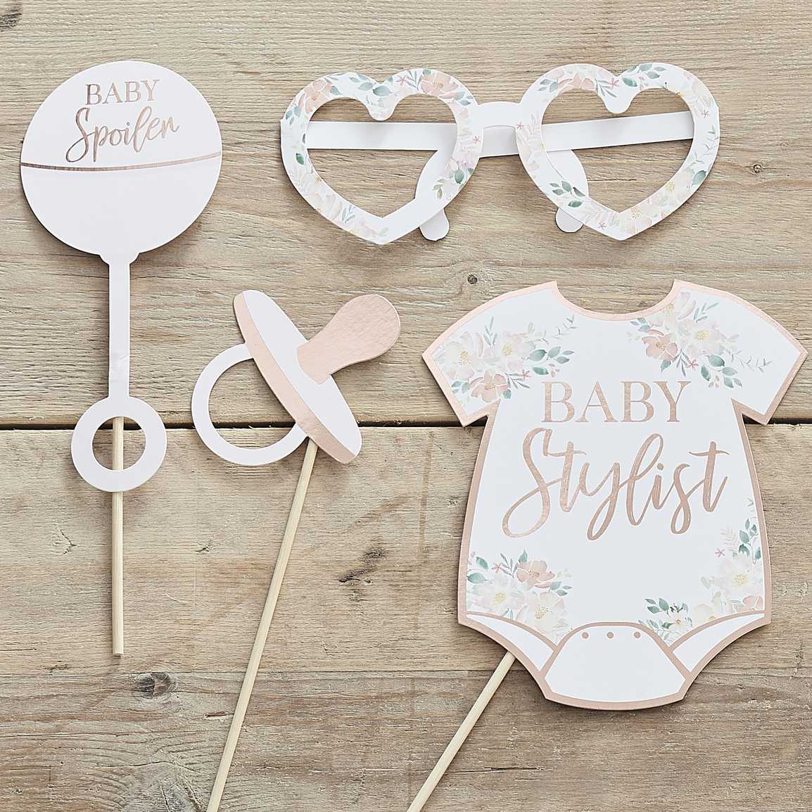 Ginger Ray Floral Baby Shower Photo Props Pack of 10