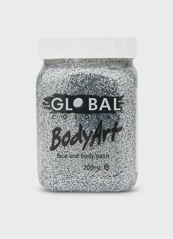 Global BodyArt Silver Glitter 200ml Liquid Makeup