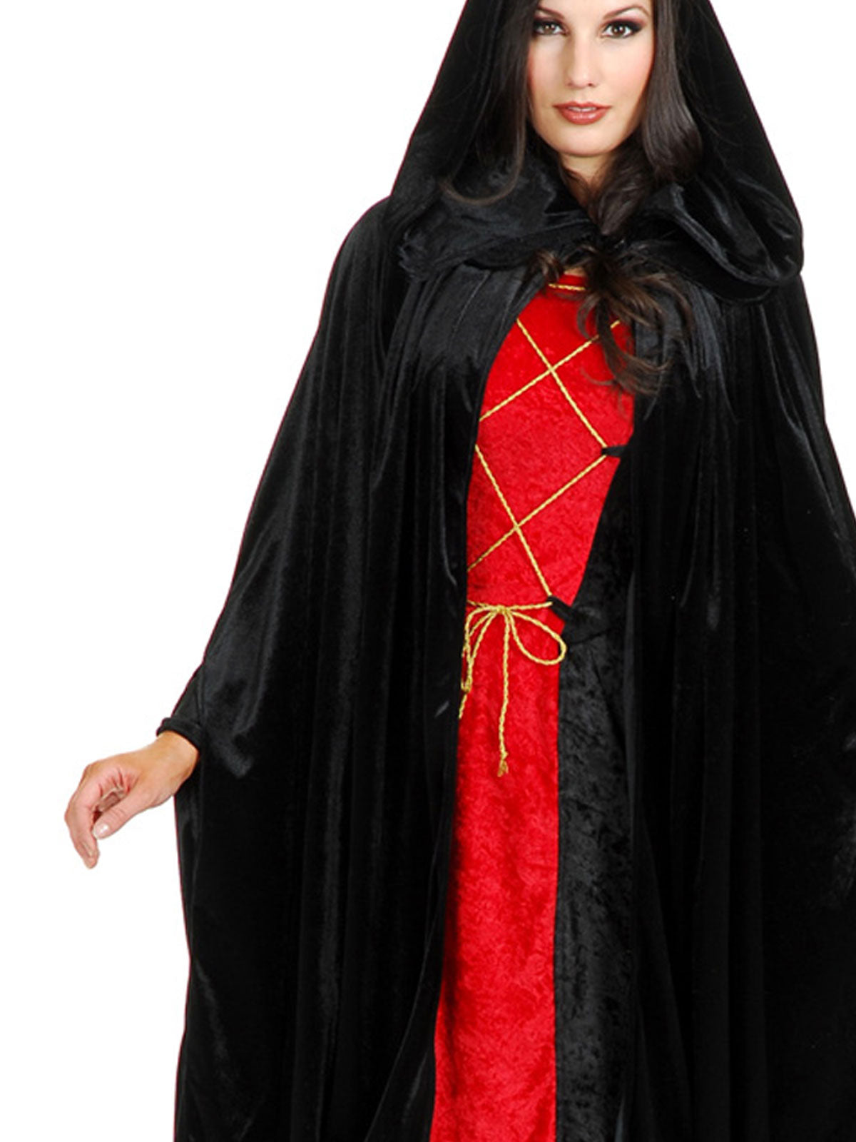 Velvet Hooded Black Cloak Adult