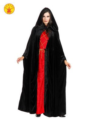 Velvet Hooded Black Cloak Adult