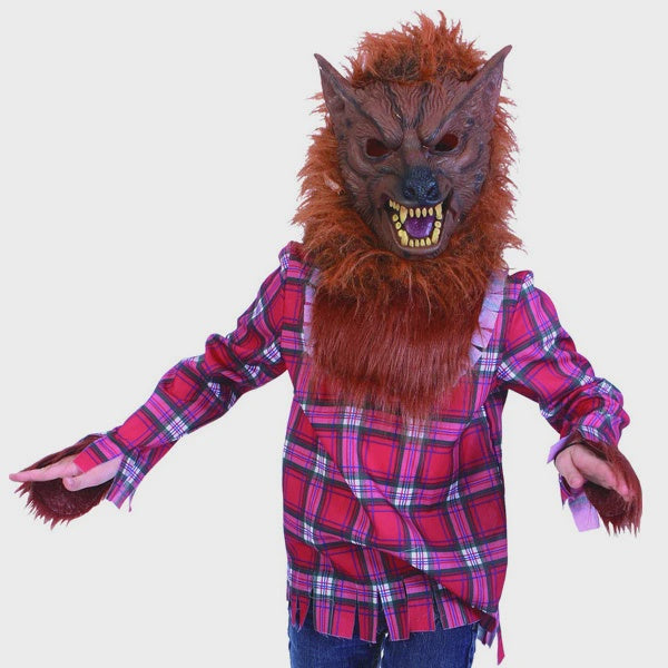 Wolf Man Mask & Shirt Mens Costume