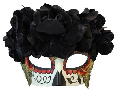 Day of the Dead Black Flowered Eye Mask
