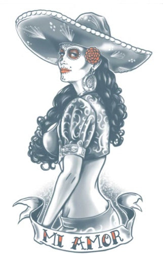Mi Amor Day of the Dead Temporary Tattoo