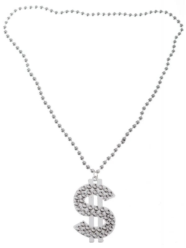 Silver Dollar Sign Necklace