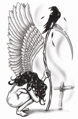 Goth Angel of Death Temporary Tattoo