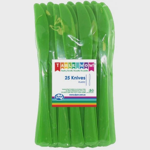 Lime Green Plastic Knives Pack of 20