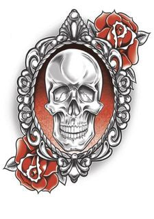 Goth Skull & Roses Temporary Tattoo