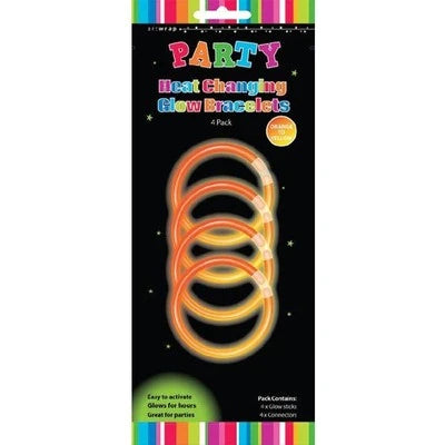 Heat Changing Glow Bracelet 4 Pk Orange