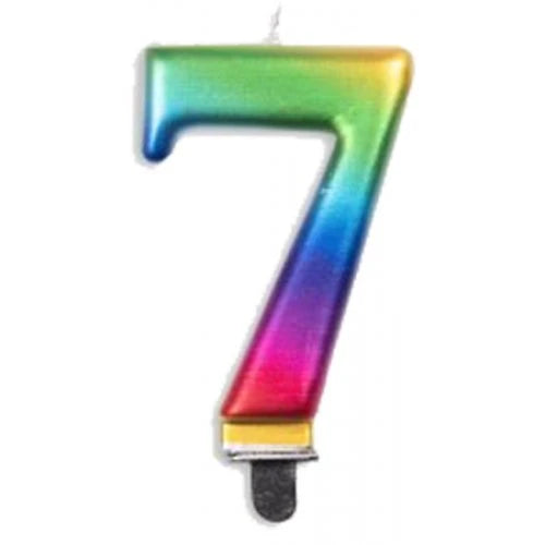 Metallic Rainbow Number 7 Candle