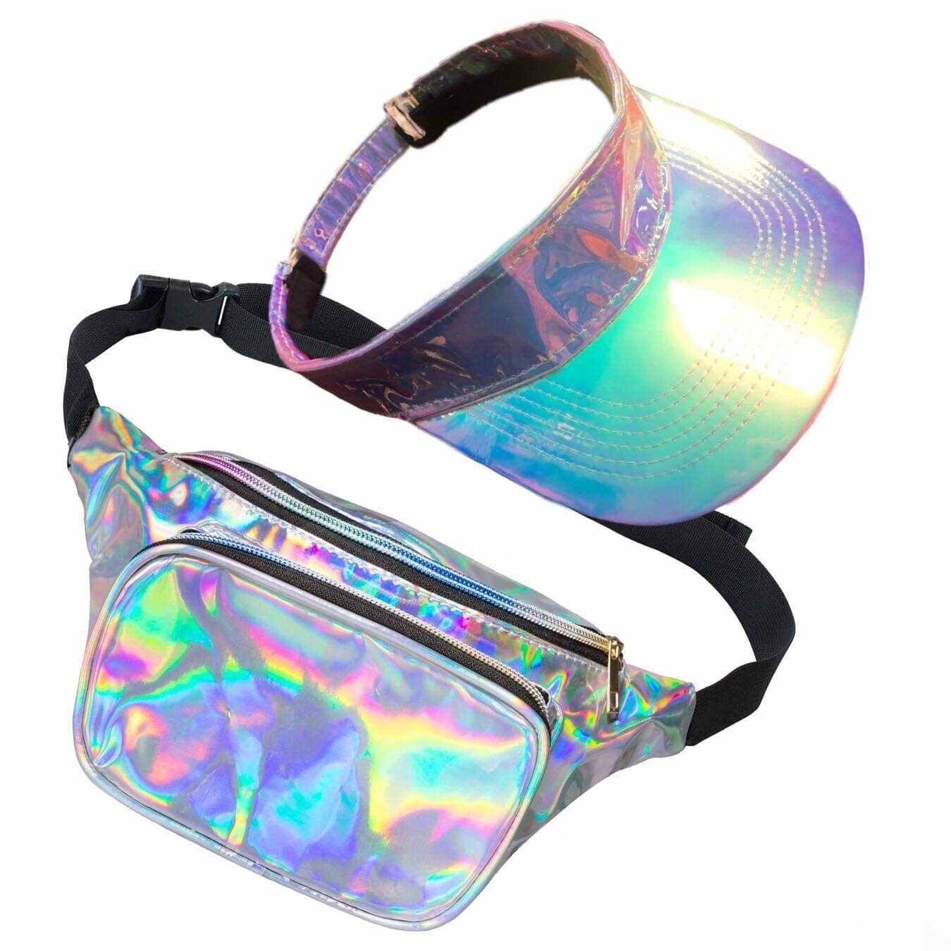 80s Galaxy Holographic Bum Bag & Visor Set