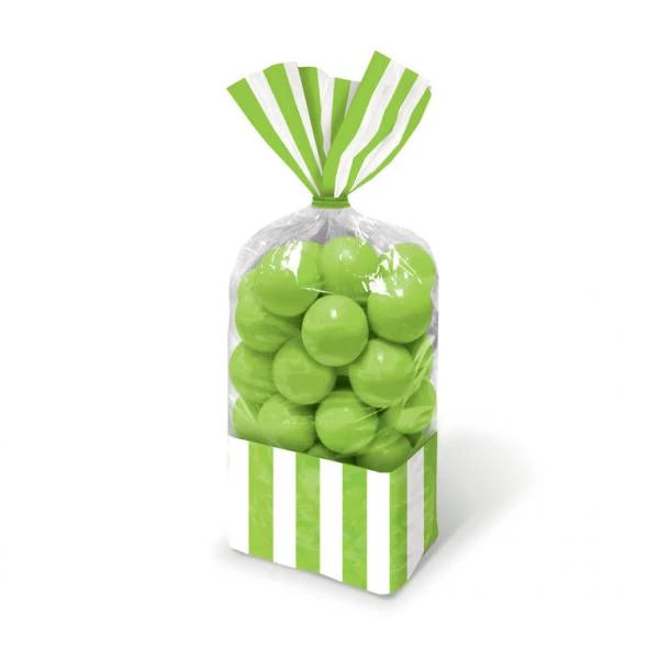 Lime Stripe and Clear Favour Bags