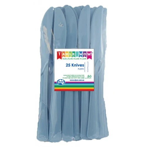 Light Blue Plastic Knives Pack of 20