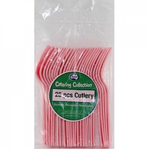 Light Pink Plastic Forks Pack of 20