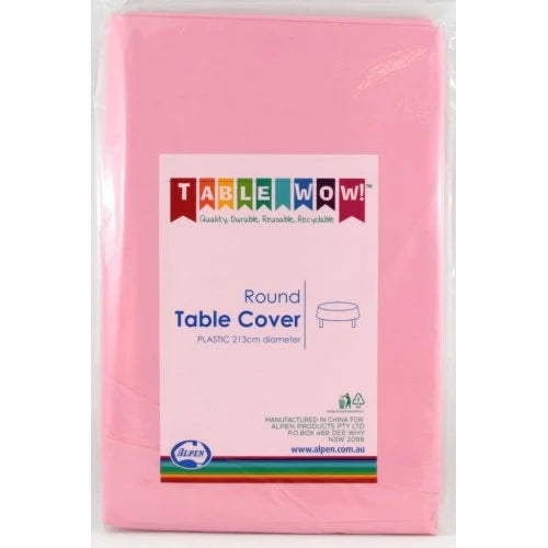 Light Pink Round Plastic Tablecover