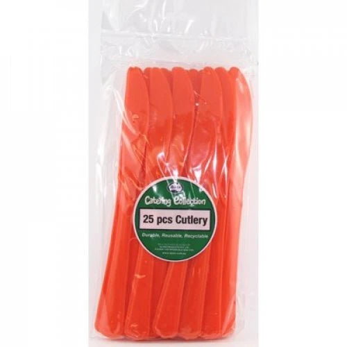 Orange Plastic  Knives Pack of 20