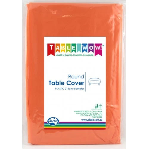 Orange Round Plastic Tablecover