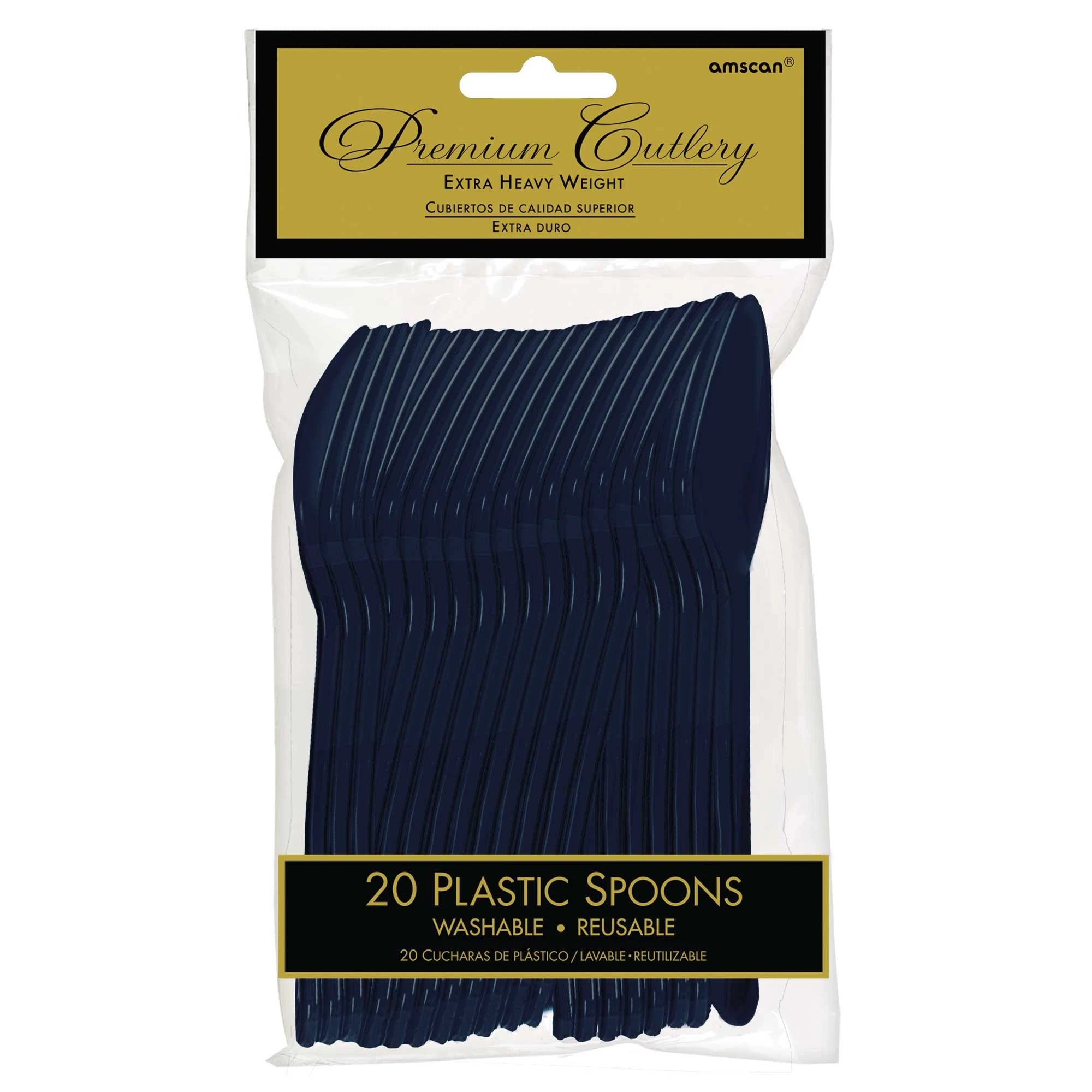 Navy Blue Plastic Spoons