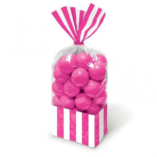 Hot Pink Stripe and Clear Favour Bags