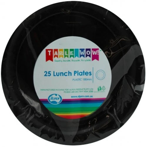 Lunch Plate Plastic 18cm 20pk Black