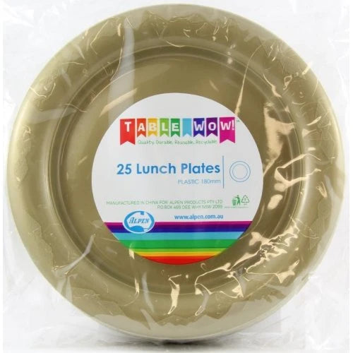 Lunch Plate Plastic 18cm 20pk Gold