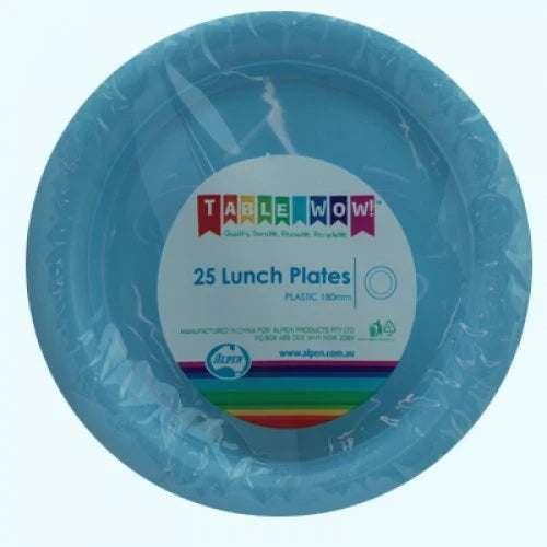 Lunch Plate Plastic 18cm 20pk Light Blue