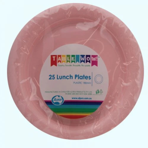 Lunch Plate Plastic 18cm 20pk Light Pink