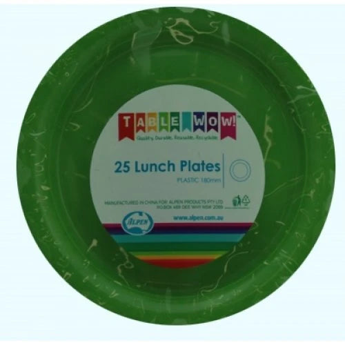 Lunch Plate Plastic 18cm 20pk Lime Green