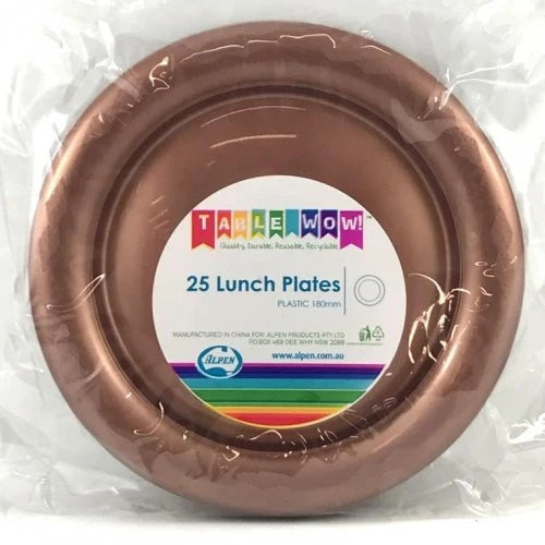 Lunch Plate Plastic 18cm 20pk Rose Gold