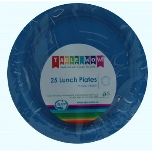 Lunch Plate Plastic 18cm 20pk Royal Blue