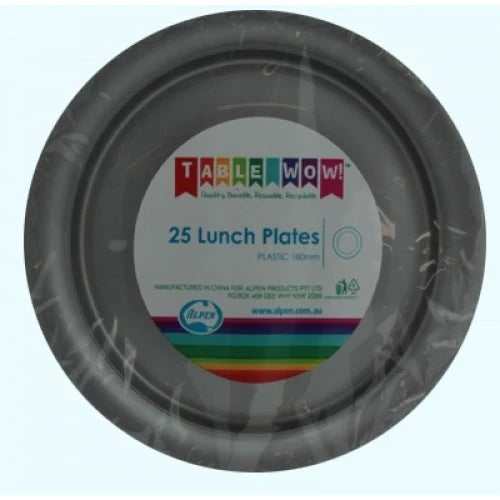 Lunch Plate Plastic 18cm 20pk Silver